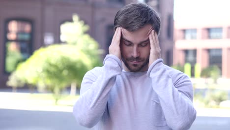 Headache,-Portrait-of-Tense-Handsome-Man-in-Office