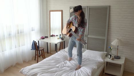 guitar-player-practising-her-guitar-skill-by-VR