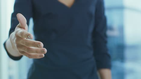 Out-of-Focus-Businesswoman-Offering-Her-Hand-for-a-Handshake.-Hand-in-Focus.-Finalizing-the-Deal-and-Concluding-Contract-with-a-Handshake.