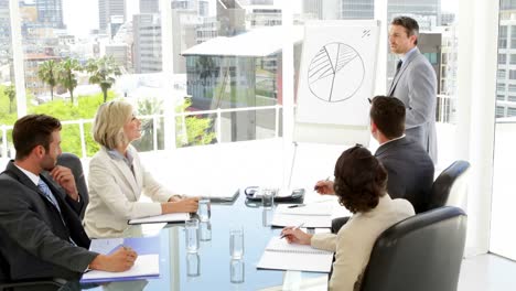 Businessman-giving-presentation-to-his-colleagues