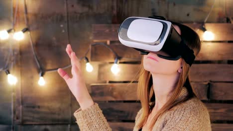 Young-woman-using-Virtual-Reality-Glasses