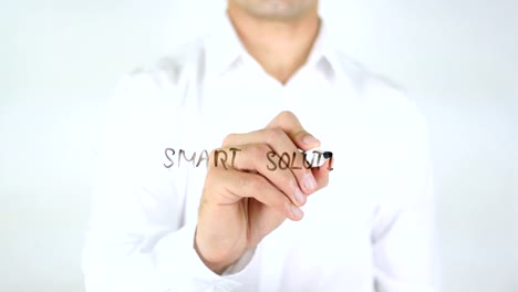 Smart-Solutions,-hombre-de-la-escritura-en-vidrio