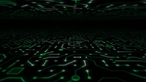 Endless-Travel-Through-Green-Circuitboard-Space-Background-Loop