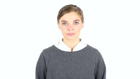 Portrait-of-Young-Woman,-White-Background