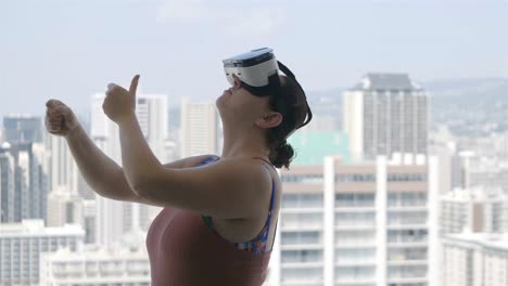 Woman-playing-game-in-virtual-reality-glasses-in-4k-slow-motion