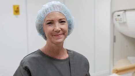 Portrait-Of-Happy-Old-Woman-Smiling-As-Patient-In-Clinic