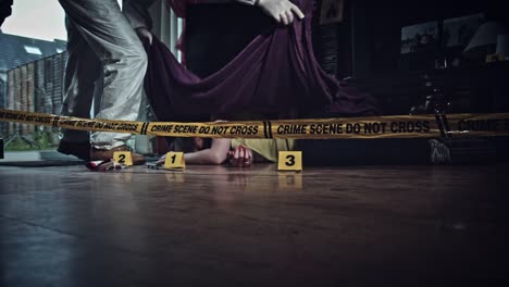 4K-Crime-Scene-Detective-Covers-Dead-Body-on-Floor