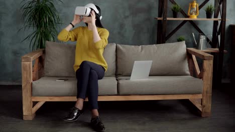 Woman-is-using-a-vr-head-mounted-display