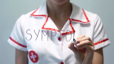 SYMPTOMS,-Female-doctor-writing-on-transparent-screen