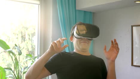 Video-von-Mann-erkunden-virtuelle-Realität-in-4k