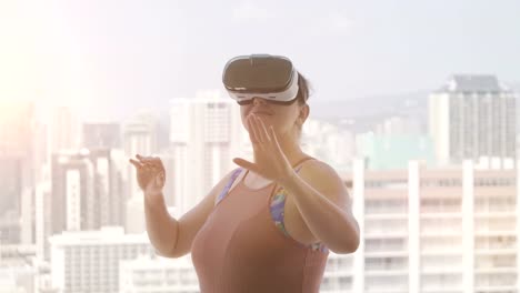 Woman-playing-game-in-virtual-reality-glasses-in-4k-slow-motion