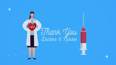 Dankeschön-Ärzte-und-Krankenschwestern-Schriftzug-mit-Ärztin-und-Impfstoff