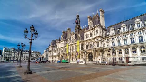 Hotel-de-Ville-or-Paris-city-hall-timelapse-hyperlapse-in-sunny-day