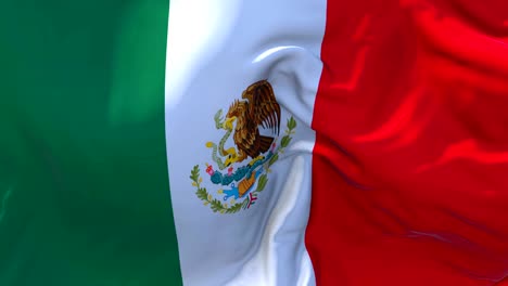 Mexico-Flag-Waving-in-Wind-Slow-Motion-Animation-.-4K-Realistic-Fabric-Texture-Flag-Smooth-Blowing-on-a-windy-day-Continuous-Seamless-Loop-Background.