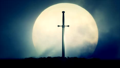 Sword-Excalibur-on-a-Full-Moon-Background