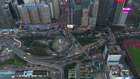 4K-Aerial-view-footage-of-Hong-Kong-City-in-Sunset