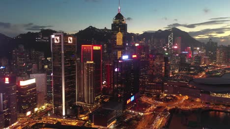 4K-Aerial-view-footage-of-Hong-Kong-City-in-Sunset