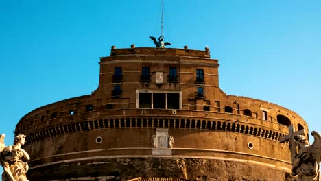 Hyper-Zeitraffer-auf-die-Burg-von-Sant-Angelo,-Rom