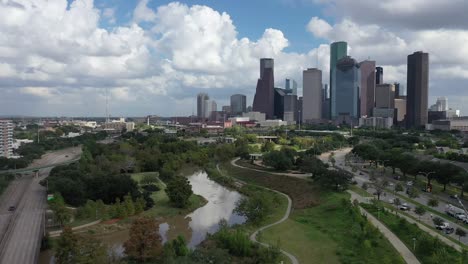 Aerial-of-Downtown-Houston,-Texas