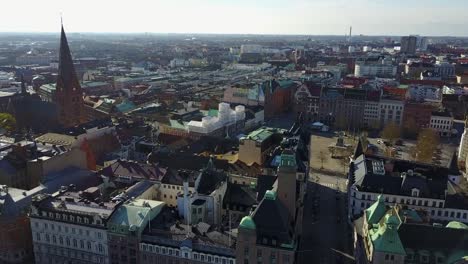 Beautiful-aerial-view-of-Malmo,-Sweden-from-above.