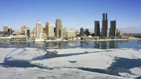 Detroit-Michigan-Aerial-Waterfront-Winter