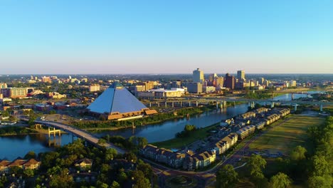 Memphis-Tennessee-Tn-Downtown-Drohne-Skyline-Antenne-Überflug