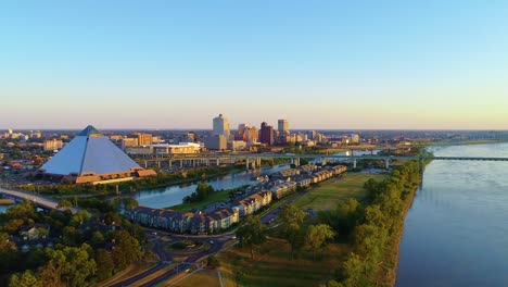 Memphis,-Tennessee,-Estados-Unidos-De-América,-Céntrico,-Drone,-Horizonte,-Aéreo