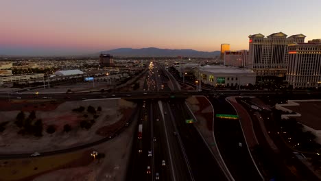 Las-Vegas-Aerial-Cityscape-Freeway-Dawn