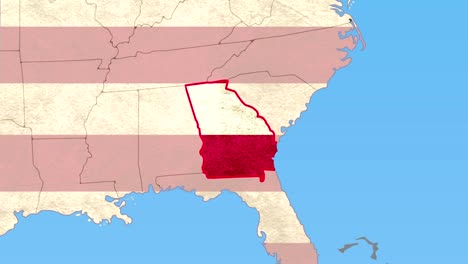 Georgia-pull-out,-smooth-USA-map,-all-states-available