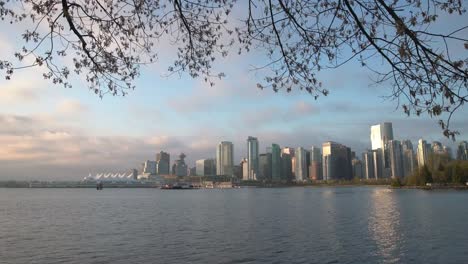 Vancouver-Skyline-Morning,-Coal-Harbor.-4K-UHD