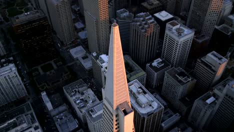 Aerial-sunset-view-city-Skyscrapers-San-Francisco-USA