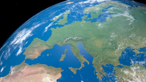 Europe-continent-in-planet-earth,-aerial-view-from-outer-space