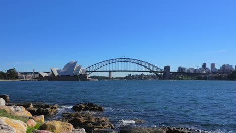 Panoramablick-auf-Sydney-Hafen-von-Frau-Macquarie-Punkt-in-4k