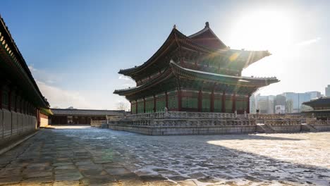 Time-Lapse-video-of-Gyeongbokgung-Palace-in-Seoul,-South-Korea-timelapse-4K