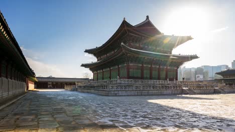 Time-Lapse-Video-der-Gyeongbokgung-Palast-in-Seoul,-Südkorea-Timelapse-4K