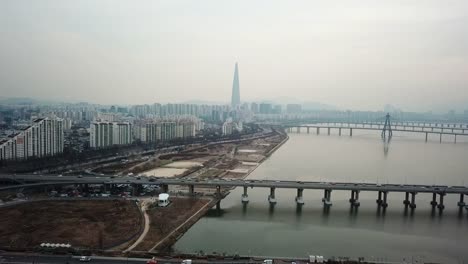 Aerial-view-at-Seoul-City-Skyline-,South-Korea