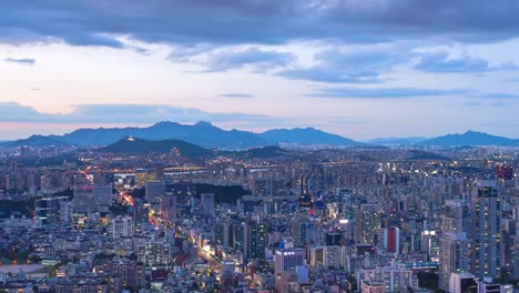 Timelapse-at-Seoul-City-Skyline,-South-Korea