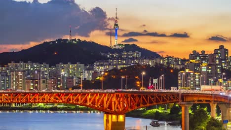 Timelapse-de-la-ciudad-de-Seúl,-Corea-del-sur