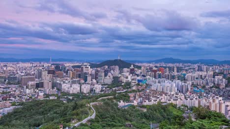 Timelapse-at-Seoul-City-Skyline,-South-Korea