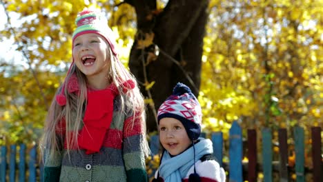 Niños-felices-de-otoño-en-el-parque-forestal