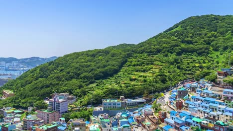 Timelase-am-Gamcheon-Kultur-Dorf-in-der-Stadt-Busan,-Südkorea.