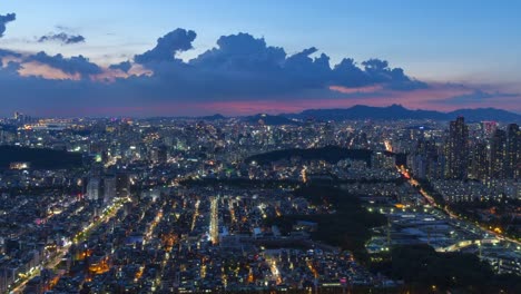 Timelapse-at-Seoul-City-Skyline,-South-Korea