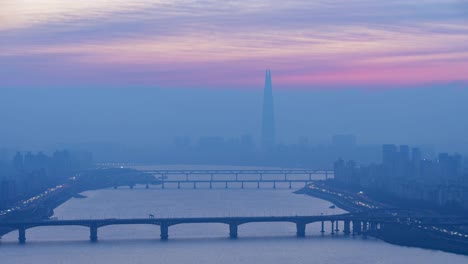 Timelapse-en-Seúl-Skyline,-Corea-del-sur