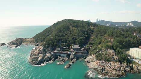 Aerial-view-of-Haedong-Yonggungsa-Temple,-Busan