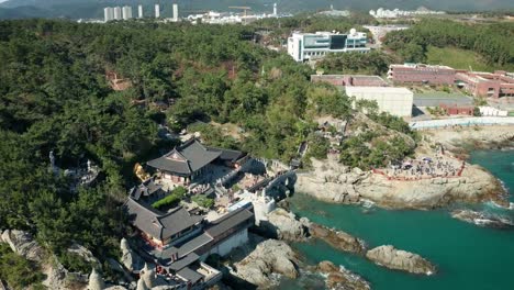 Aerial-view-of-Haedong-Yonggungsa-Temple,-Busan