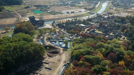 Autumn-aerial-view-of-Gyochon-Traditional-Village,-South-Korea