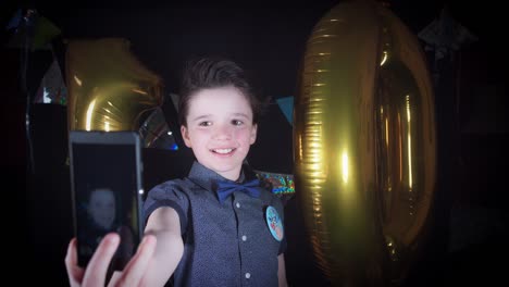 4K-Party-10-Birthday-Boy-Taking-Selfie-on-Phone