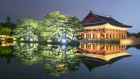 Lapso-de-tiempo-del-Palacio-de-Gyeongbokgung-en-Seúl,-Corea-del-sur.