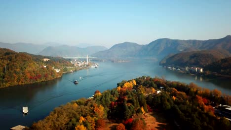 Aerial-view-autumn-of-Nami-island,South-Korea