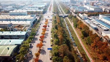 Luftbild-Herbst-des-Industrieparks.-Incheon-Seoul,-Korea